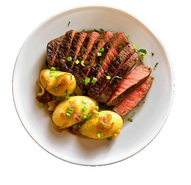 Plated Steak and Potatoes Healthy Macro Meal Prep Service